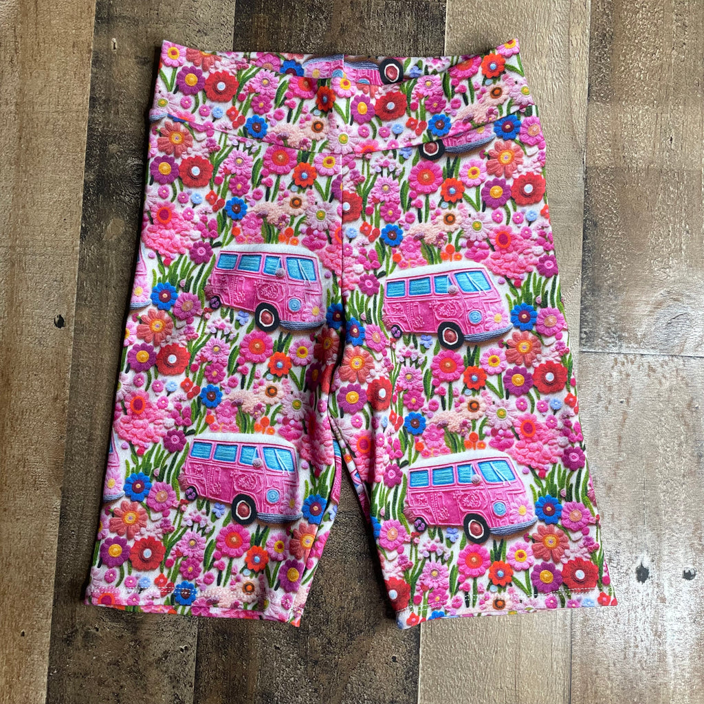 Pink Floral Van Biker Shorts