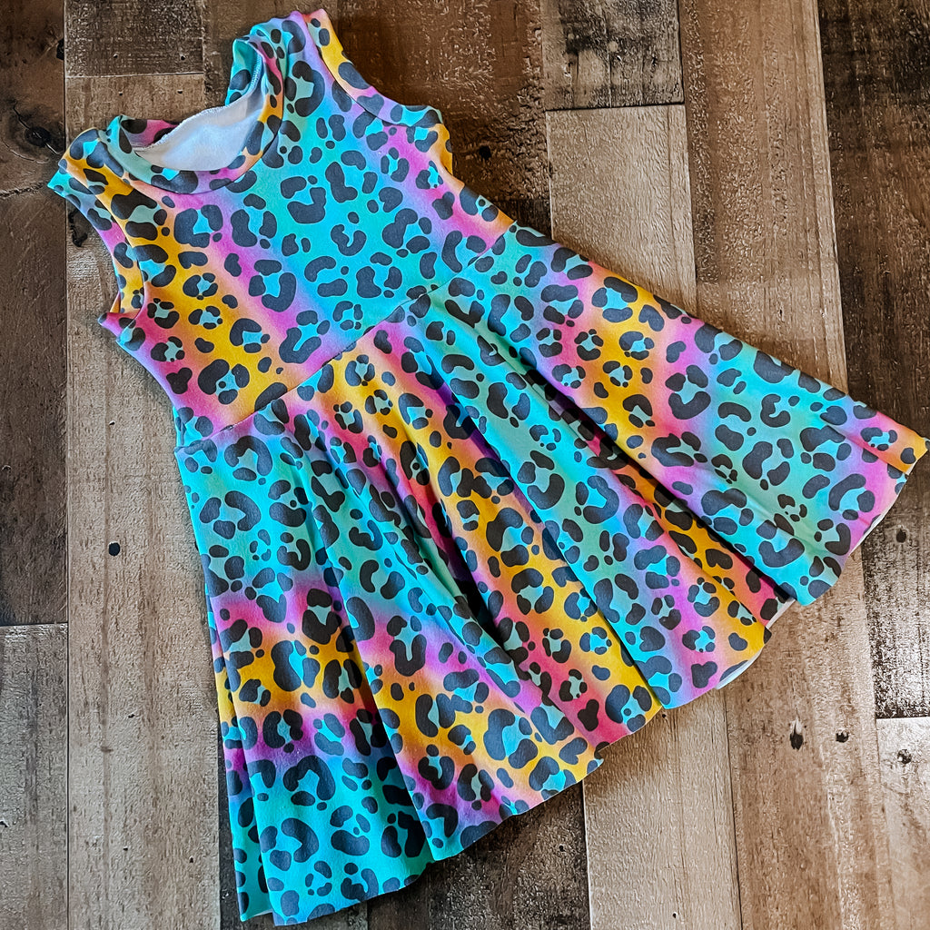 Bright Leopard Twirl Dress