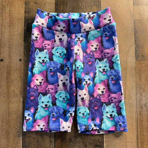 Purple & Blue Pups Biker Shorts